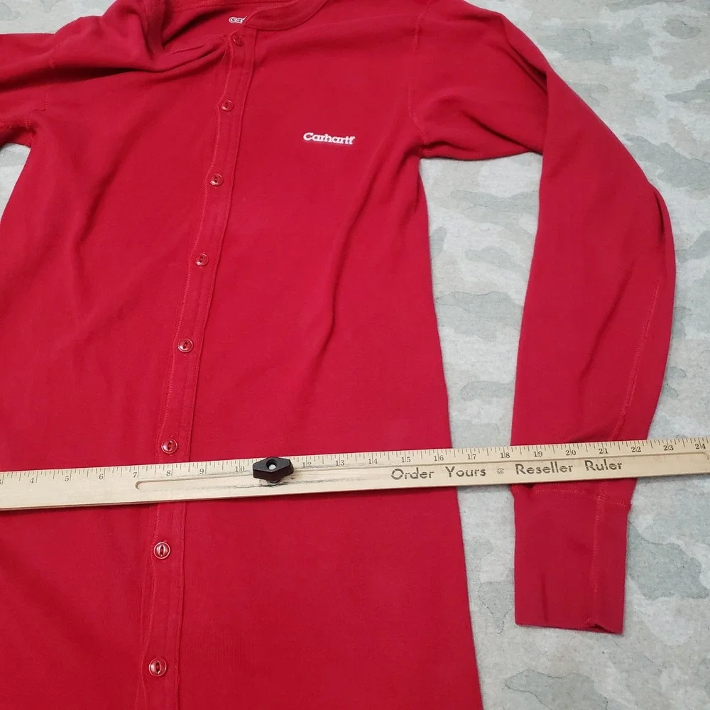 Carhartt Pajamas Union Suit Mens Medium Red Thermal Button Long Johns